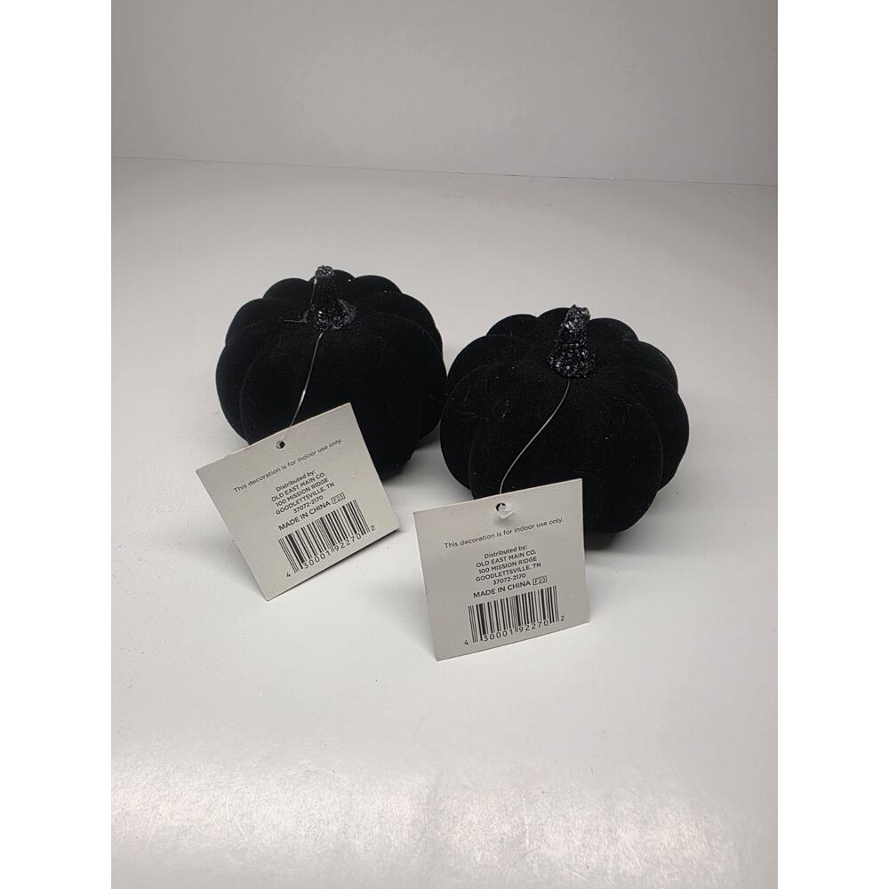 Happy Halloween Fabric Pumpkins🎃Lot of 2 Pumpkins Table Top Decor - Black NEW